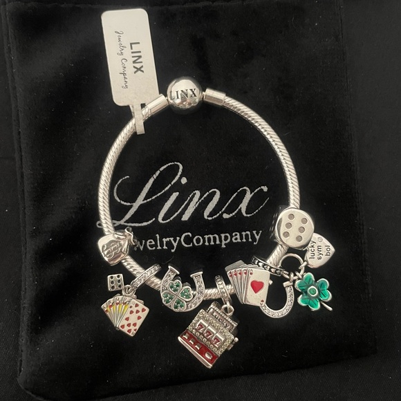 Linx Snake Chain Bracelet with Gambling and Casino Themed Charms - Picture 7 of 8